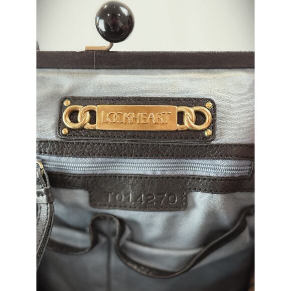 Lockheart Black Kiss Lock Retro Boho Style Handbag Shoulder Bag #0059 - Picture 3 of 5